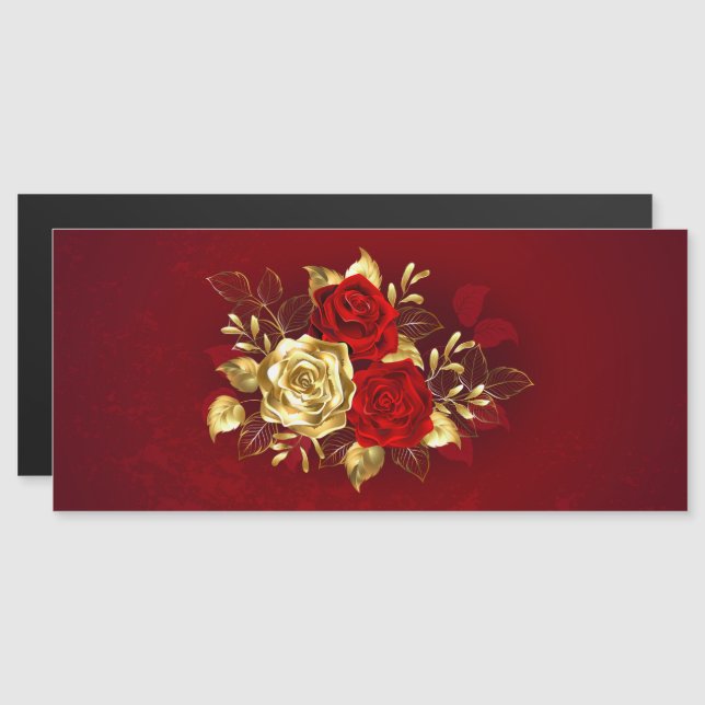 Three Jewelry Roses Magnetic Invitation (Front/Back)