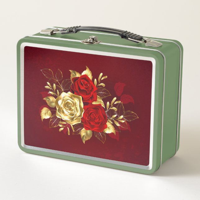 Three Jewelry Roses Metal Lunch Box (Front)