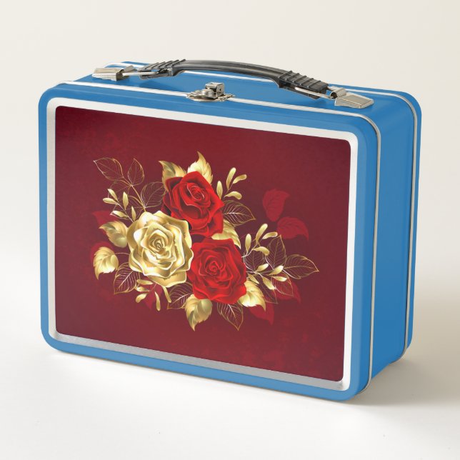 Three Jewelry Roses Metal Lunch Box (Front)
