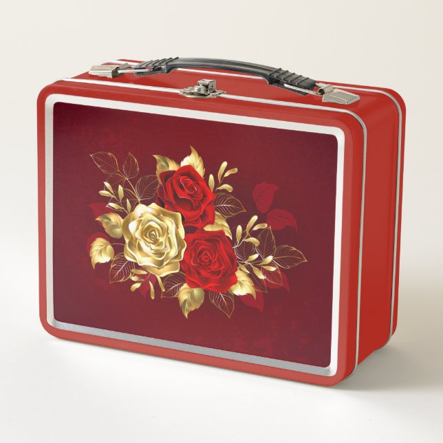 Three Jewelry Roses Metal Lunch Box (Front)