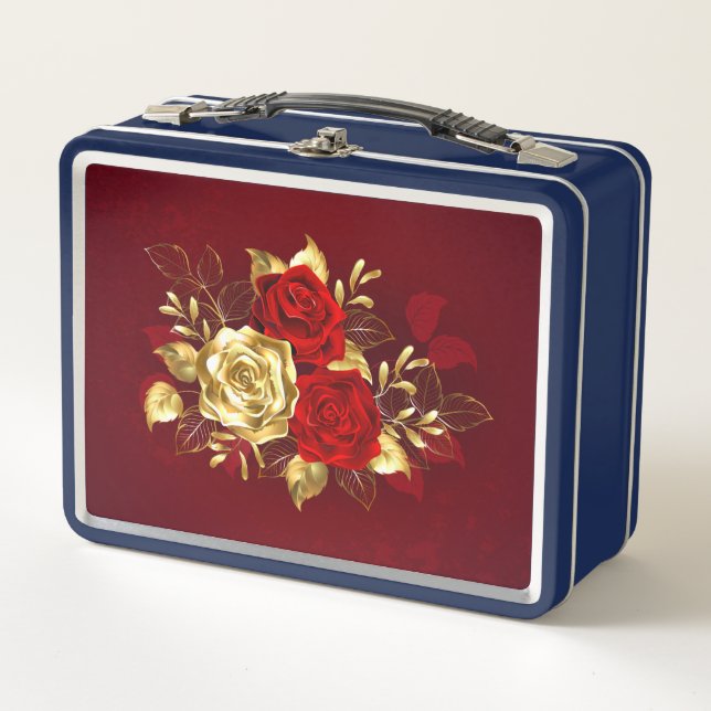Three Jewelry Roses Metal Lunch Box (Front)
