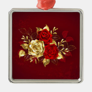 Three Jewelry Roses Metal Ornament