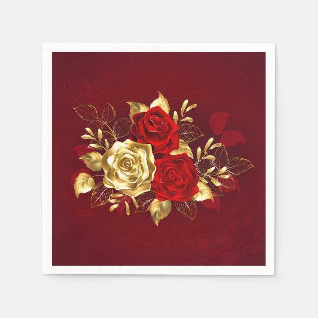 Three Jewelry Roses Napkins (Front)