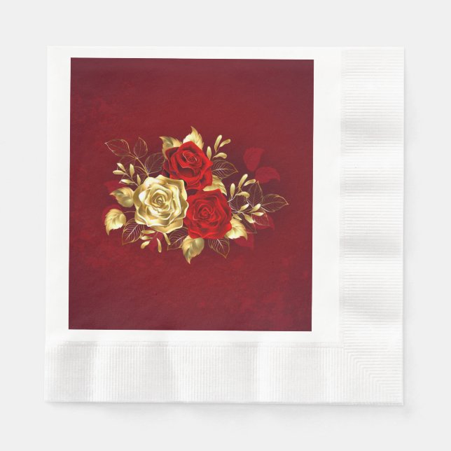 Three Jewelry Roses Napkins (Front)