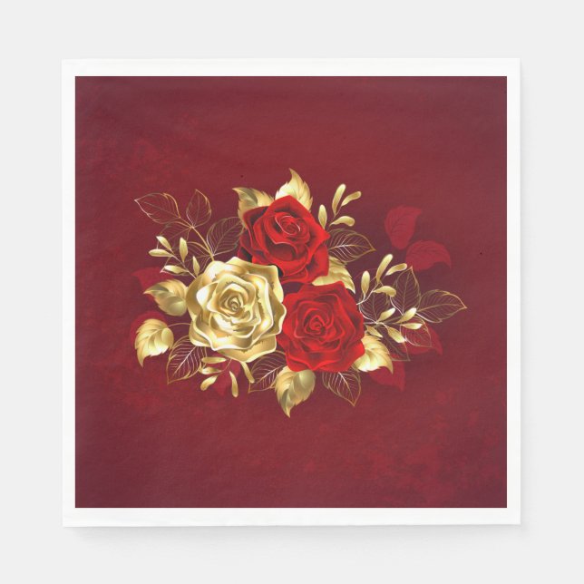 Three Jewelry Roses Napkins (Front)