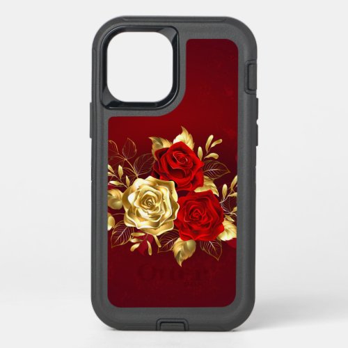 Three Jewelry Roses OtterBox Defender iPhone 12 Pro Case