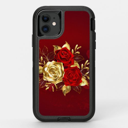 Three Jewelry Roses OtterBox Defender iPhone 11 Case