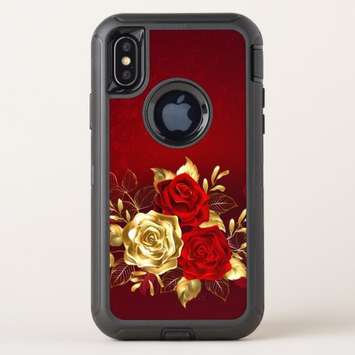 Three Jewelry Roses OtterBox Defender iPhone XS Case