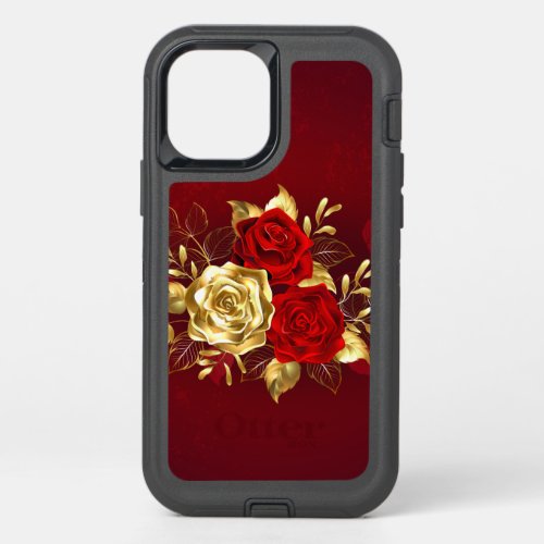 Three Jewelry Roses OtterBox Defender iPhone 12 Case
