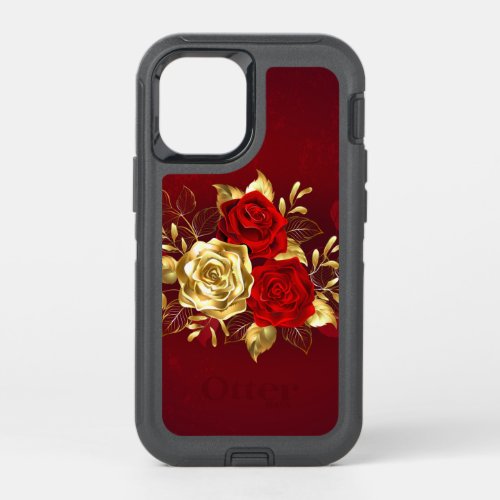 Three Jewelry Roses OtterBox Defender iPhone 12 Mini Case