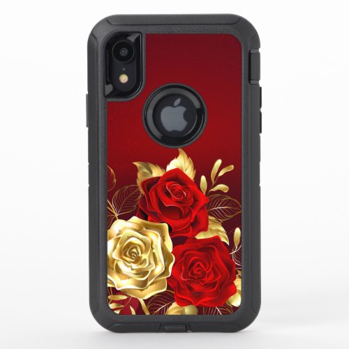 Three Jewelry Roses OtterBox Defender iPhone XR Case