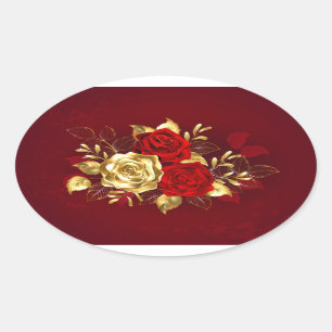 Three Jewelry Roses Oval Sticker