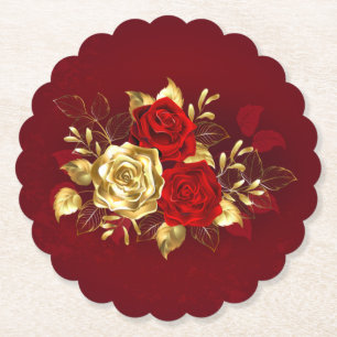 Three Jewelry Roses Paper Coaster