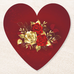 Three Jewelry Roses Paper Coaster