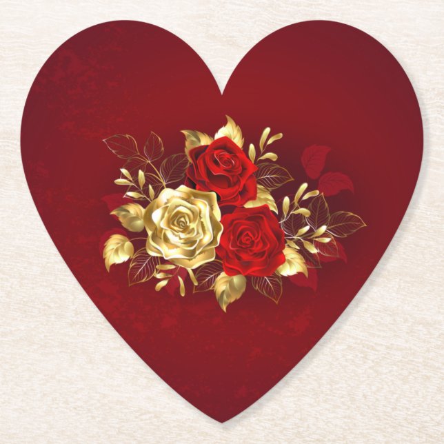 Three Jewelry Roses Paper Coaster (Front)
