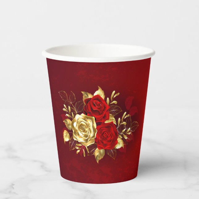 Three Jewelry Roses Paper Cups (Front)