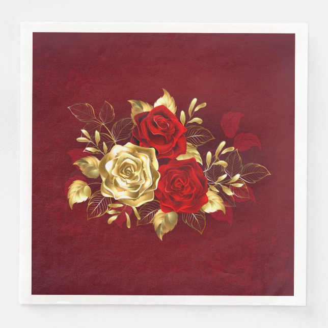Three Jewelry Roses Paper Dinner Napkins (Front)