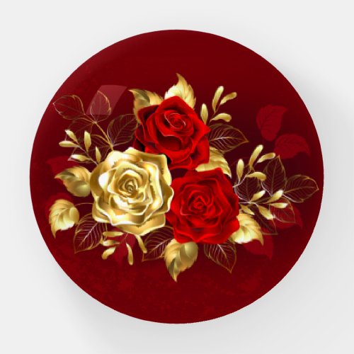 Three Jewelry Roses Paperweight