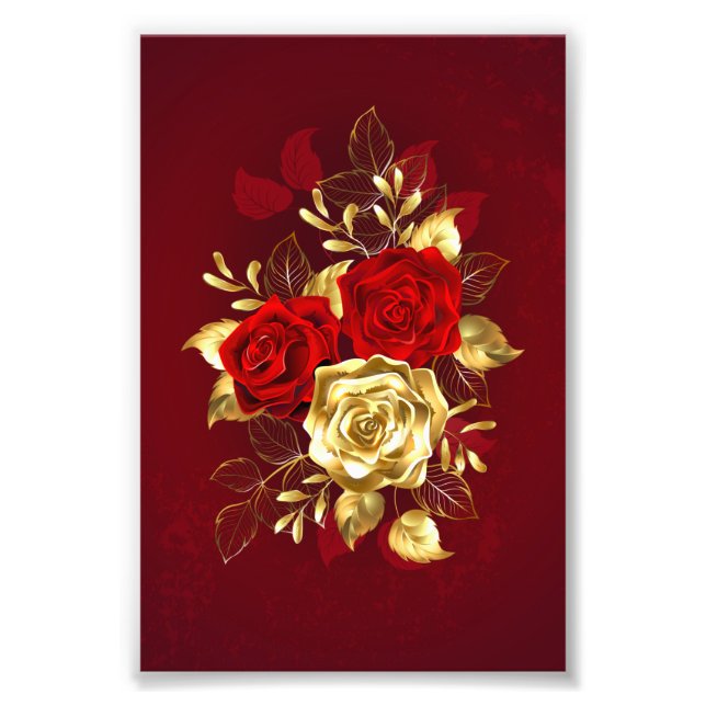 Three Jewelry Roses Photo Print (Front)