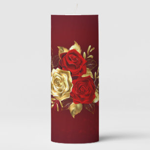 Three Jewelry Roses Pillar Candle