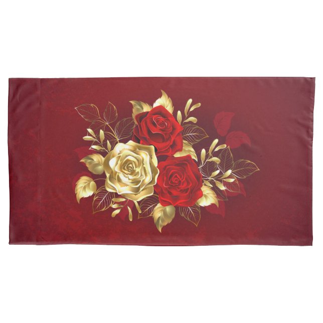 Three Jewelry Roses Pillow Case (Front-Left)
