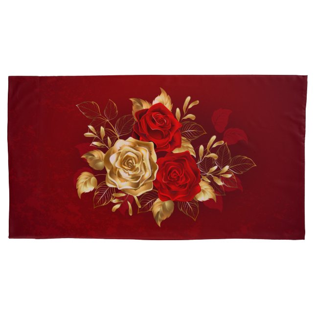 Three Jewelry Roses Pillow Case (Front)