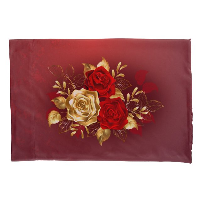 Three Jewelry Roses Pillow Case (Front)