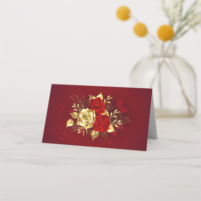Three Jewelry Roses Place Card (Front)