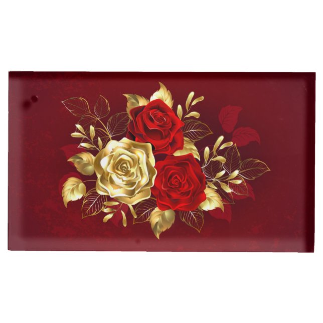 Three Jewelry Roses Place Card Holder (Front)