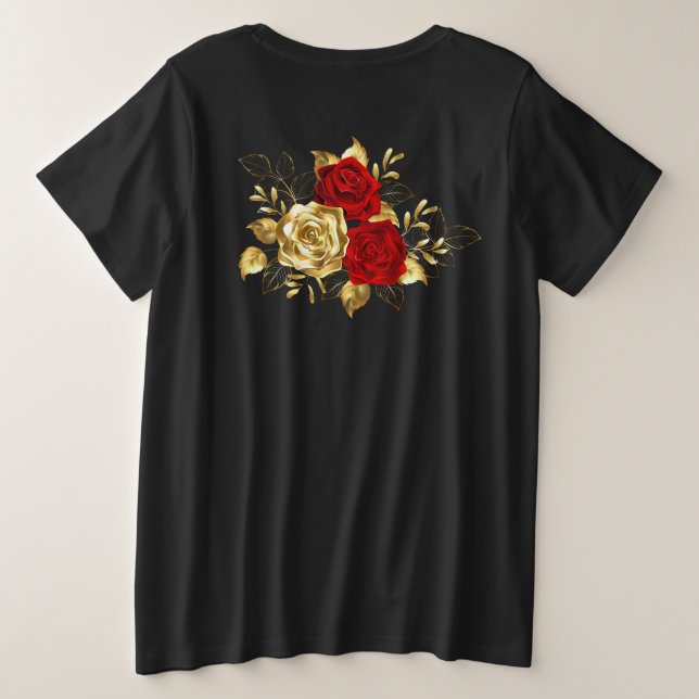 Three Jewelry Roses Plus Size T-Shirt (Design Back)