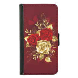 Three Jewelry Roses Samsung Galaxy S5 Wallet Case