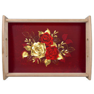 Three Jewelry Roses Serving Tray