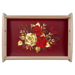 Three Jewelry Roses Serving Tray