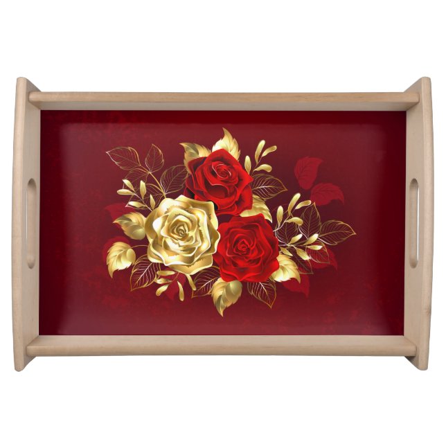 Three Jewelry Roses Serving Tray (Front)