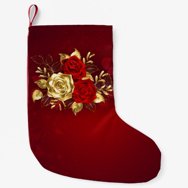 Three Jewelry Roses Small Christmas Stocking (Front)