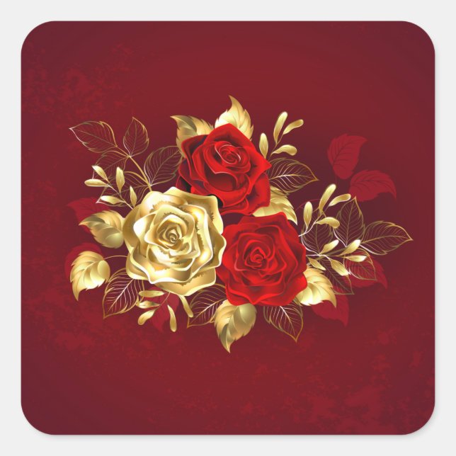 Three Jewelry Roses Square Sticker (Front)