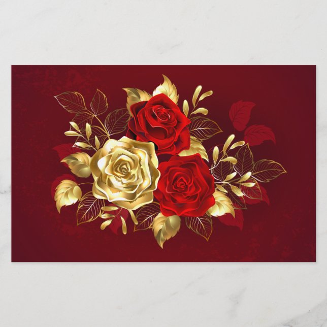 Three Jewelry Roses Stationery (Front)