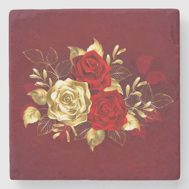 Three Jewelry Roses Stone Coaster (Front)