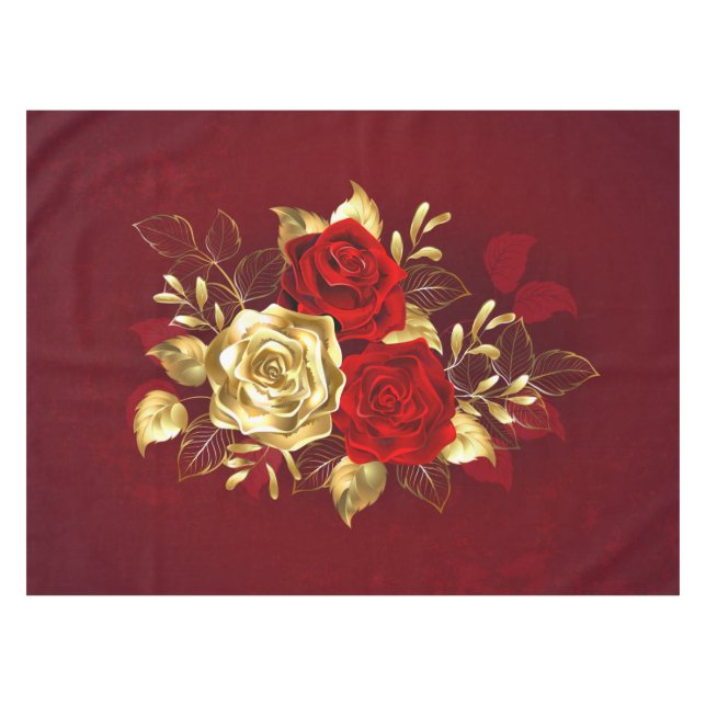Three Jewelry Roses Tablecloth (Front (Horizontal))