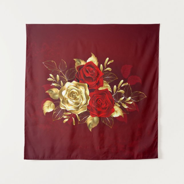 Three Jewelry Roses Tapestry (Front (Horizontal))