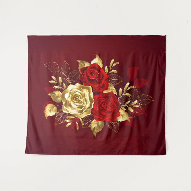 Three Jewelry Roses Tapestry (Front (Horizontal))
