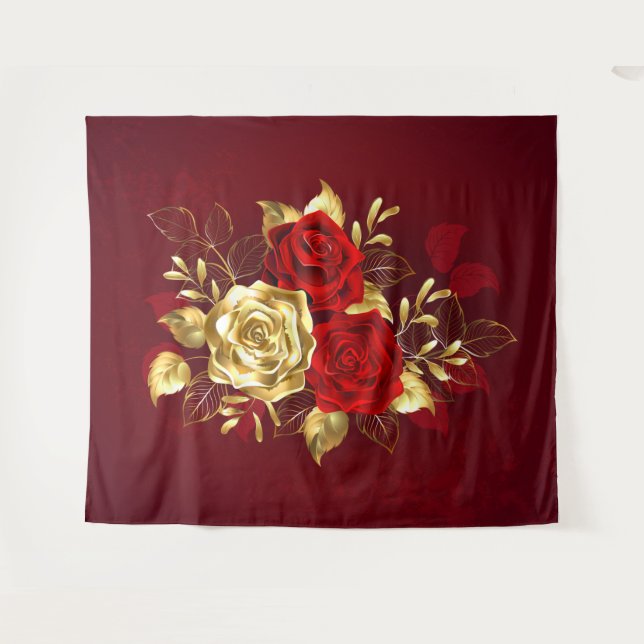 Three Jewelry Roses Tapestry (Front (Horizontal))