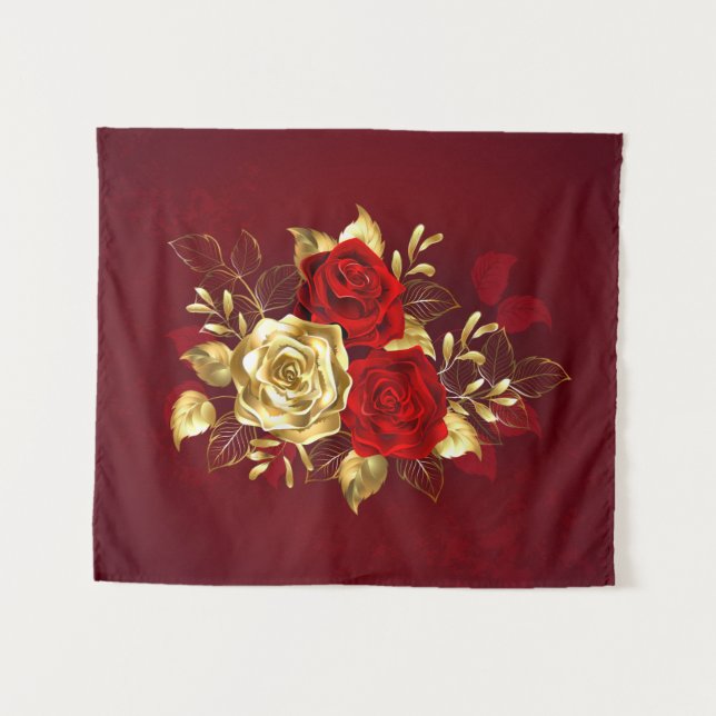 Three Jewelry Roses Tapestry (Front (Horizontal))