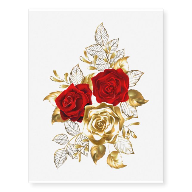 Three Jewelry Roses Temporary Tattoos (Front)