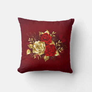 Three Jewelry Roses Throw Pillow