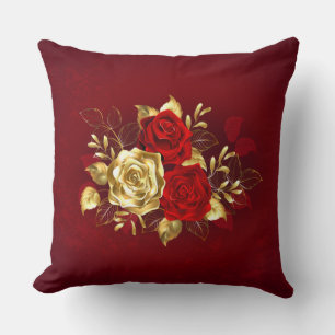 Three Jewelry Roses Throw Pillow