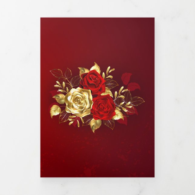 Three Jewelry Roses Tri-Fold Holiday Card (Cover)