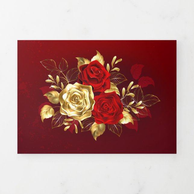 Three Jewelry Roses Tri-Fold Holiday Card (Cover)