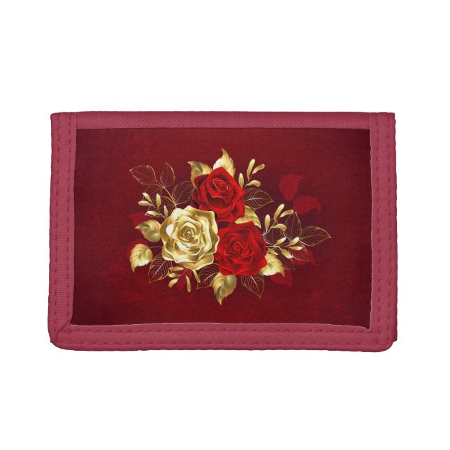 Three Jewelry Roses Trifold Wallet (Front)