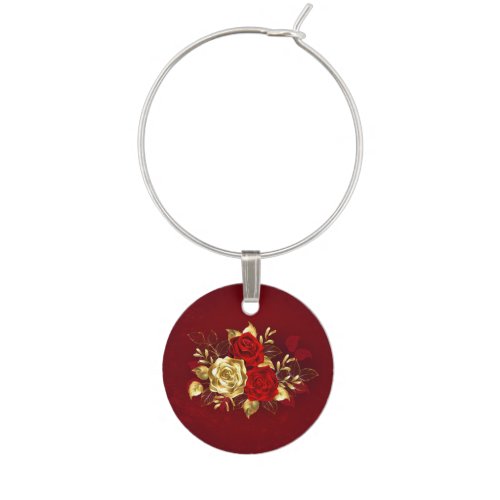 Three Jewelry Roses Wine Charm